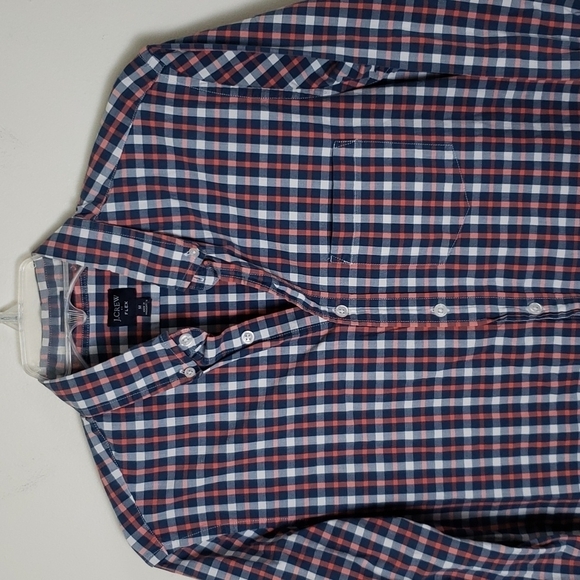 J crew factory plaid button down shirt, collar, slim fit, flex, Men size medium - Picture 2 of 6